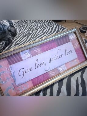 Give love, gather love Framed Wall Art - Pink & Purple